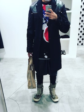 「RICK OWENS」｜「アイテム（その他アウター）」を使った、FMさん（メンズ・176cm）の冬コーディネート