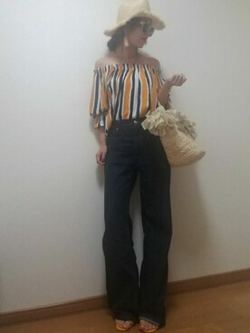 「ellerie（エルリエ）のアイテム（トップス）」を使った、miiさん（レディース・152cm）の夏コーディネート