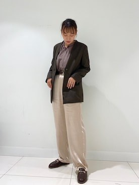「SENSE OF PLACE by URBAN RESEARCH（センスオブプレイスバイアーバンリサーチ）のアイテム（ノーカラージャケット）」を使った、　AMIさん（レディース・158cm）の秋コーディネート