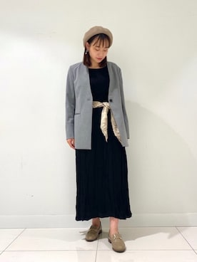 「SENSE OF PLACE by URBAN RESEARCH（センスオブプレイスバイアーバンリサーチ）のアイテム（ノーカラージャケット）」を使った、　AMIさん（レディース・158cm）の秋コーディネート
