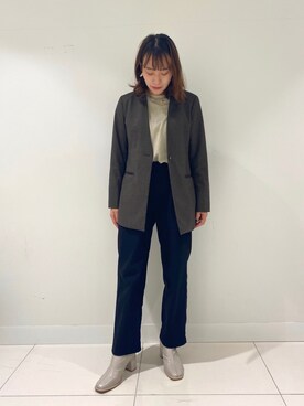 「SENSE OF PLACE by URBAN RESEARCH（センスオブプレイスバイアーバンリサーチ）のアイテム（ノーカラージャケット）」を使った、　AMIさん（レディース・158cm）の秋コーディネート