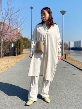 「アイテム（その他シューズ、グリーン系）」を使った、　AMIさん（レディース・158cm）の冬コーディネート