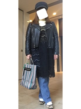 「白ソックス」｜「アイテム（バレエシューズ、ベージュ系）」を使った、まんたろうさん（レディース・153cm）の春コーディネート