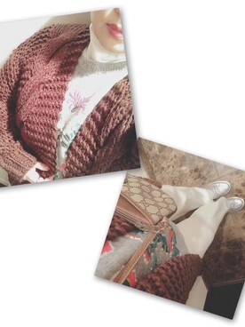 まんたろうさんの「お手軽羽織りにぴったりな　手編みのざっくりニットカーディガン　ｂｙ　ｑｕｅ　ｍａｄｅ　ｍｅ」を使ったコーディネート