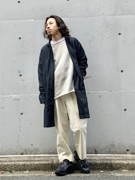 「ショップコート」｜「アイテム（その他アウター）」を使った、CHIBAさん（メンズ・167cm）の春コーディネート