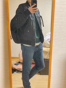 「Confirm（コンファーム）のアイテム（MA-1）」を使った、パックマンさん（メンズ・168cm）の春コーディネート