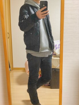 「Confirm（コンファーム）のアイテム（MA-1）」を使った、パックマンさん（メンズ・168cm）の春コーディネート