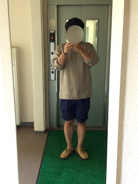 「weac.（ウィークス）のアイテム（ハンチング/ベレー帽）」を使った、ビックバンベイダーさん（メンズ・176cm）の夏コーディネート