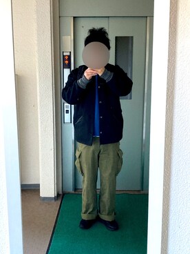 「m47」｜「アイテム（スタジャン）」を使った、ビックバンベイダーさん（メンズ・176cm）の冬コーディネート