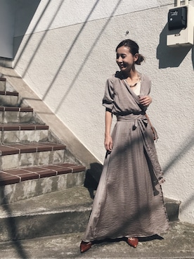 AMERI（アメリ）の「CACHE COEUR SATIN DRESS（ワンピース）」 - WEAR