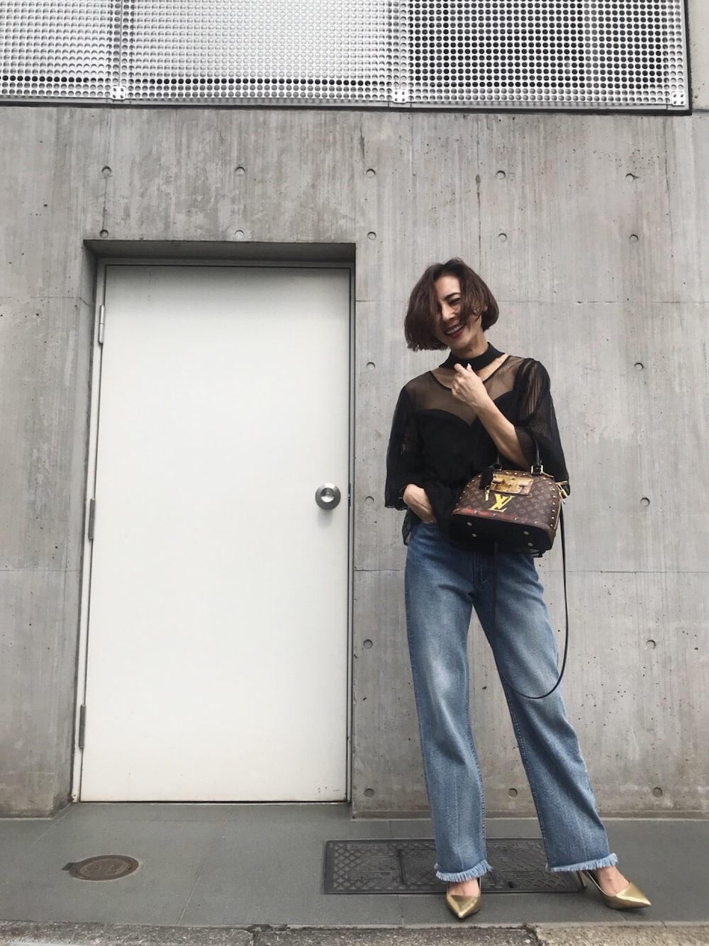 AMERI アメリ シアーチョーカートップス CHOKER SHEER ブラック Ameri（アメリ）の「CHOKER SHEER TOP（シャツ/ブラウス）」 - WEAR