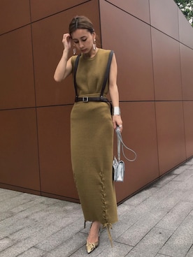 「Ameri（アメリ）のアイテム（アクセサリー）」を使った、黒石奈央子さん（レディース・152cm）の夏コーディネート