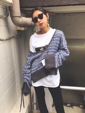 「Ameri（アメリ）のアイテム（アクセサリー）」を使った、黒石奈央子さん（レディース・152cm）の秋コーディネート