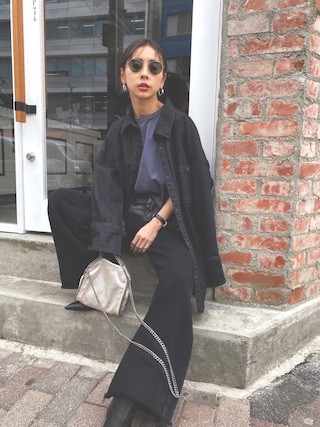 AMERI 新品　DENIM SWEAT DOCKING WIDE PANTS Ameri（アメリ）の「DENIM SWEAT DOCKING WIDE PANTS