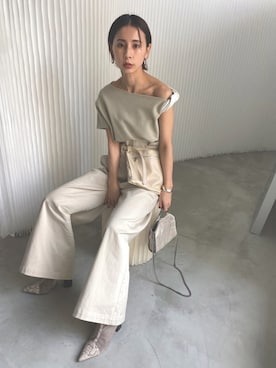 「Ameri（アメリ）のアイテム（ブーツ）」を使った、黒石奈央子さん（レディース・152cm）の春コーディネート