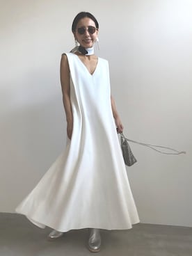 「Ameri（アメリ）のアイテム（バッグ）」を使った、黒石奈央子さん（レディース・152cm）の夏コーディネート