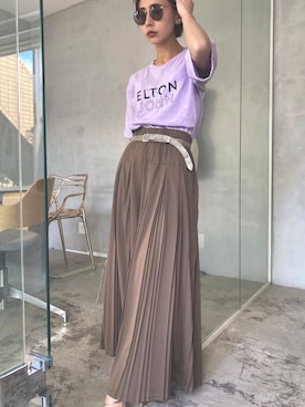 「Ameri（アメリ）のアイテム（Tシャツ/カットソー）」を使った、黒石奈央子さん（レディース・152cm）の夏コーディネート