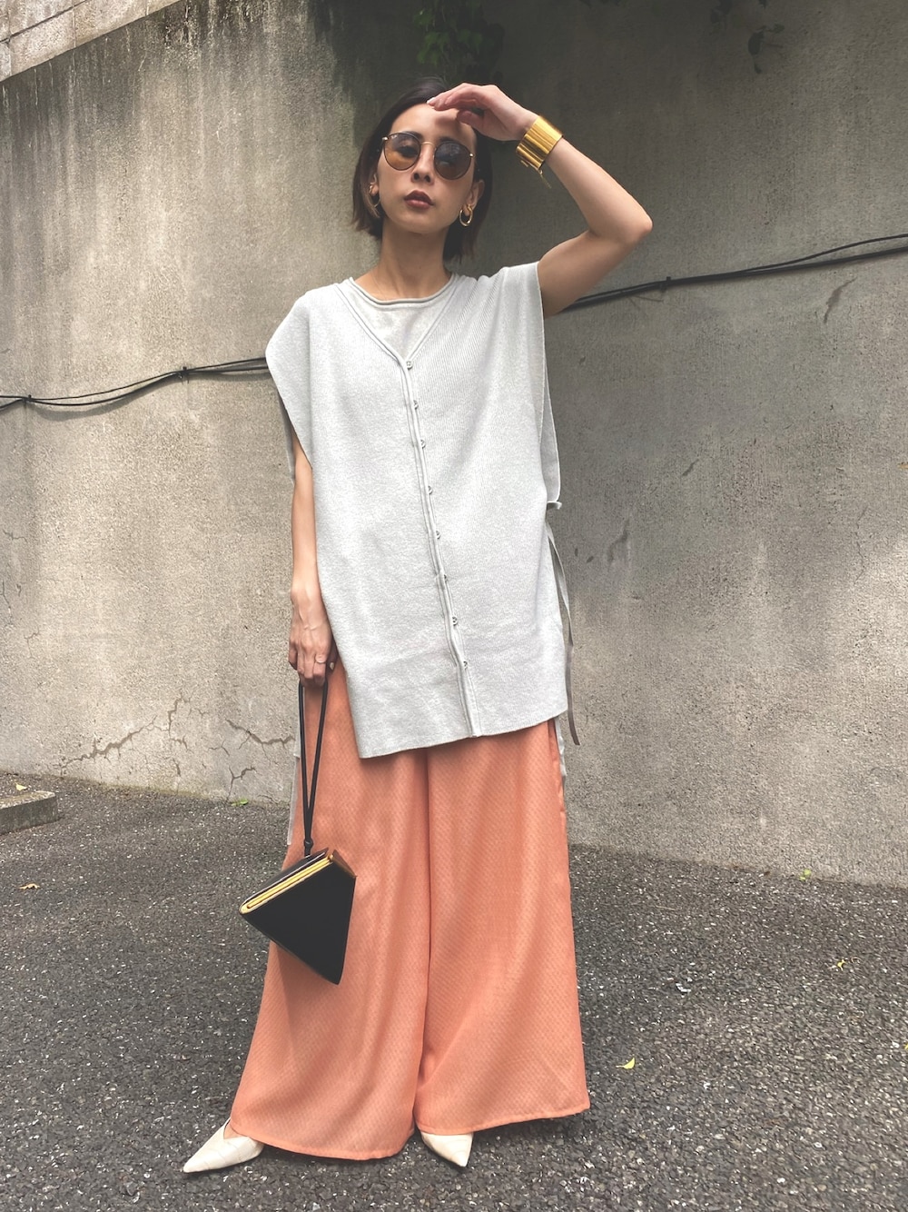 Ameri（アメリ）の「2WAY BIB LAYERED KNIT（ニット/セーター）」 - WEAR