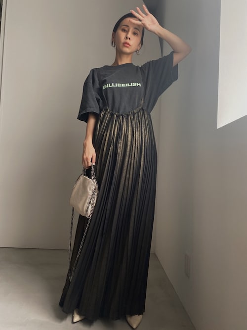 Ameri（アメリ）の「LAME PLEATS SUSPENDER PANTS（その他パンツ 