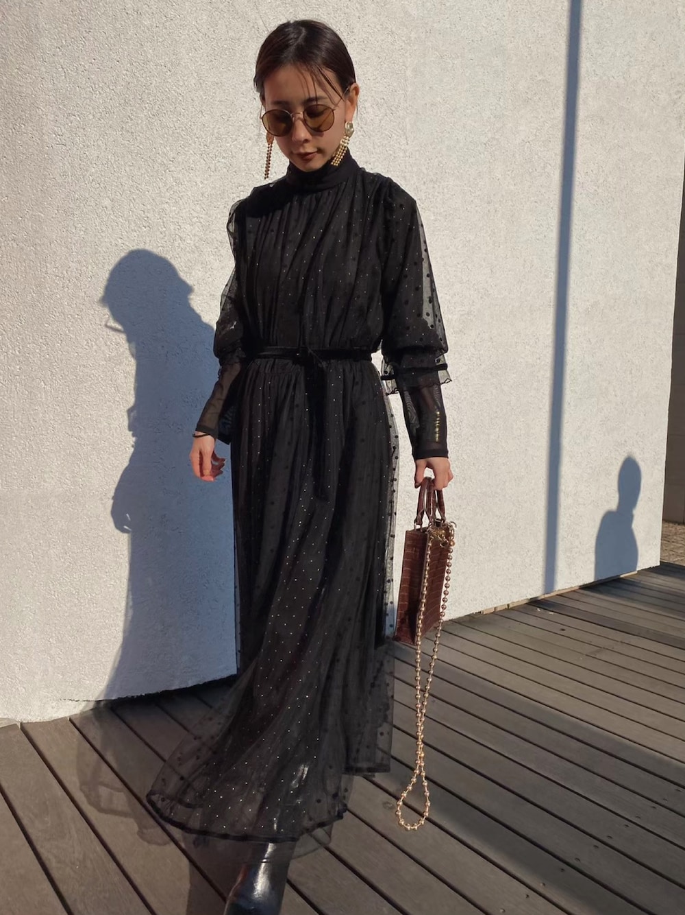 Ameri ワンピース ドレス BLACK Ameri（アメリ）の「MANY WAY MIX DOT DRESS（ワンピース）」 - WEAR