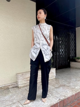 「Ameri（アメリ）のアイテム（サンダル）」を使った、黒石奈央子さん（レディース・152cm）の夏コーディネート