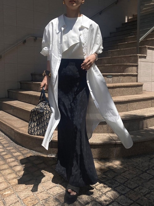Ameri（アメリ）の「SATIN JACQUARD FLARE SKIRT（スカート）」 - WEAR