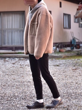 「ボアフリース」｜「アイテム（その他アウター）」を使った、ナベ太郎さん（メンズ・163cm）の冬コーディネート