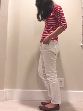 「white pants」｜Applesandpearsさん（レディース・157cm）の夏コーディネート