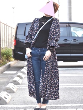 「UNIQLO（ユニクロ）のウルトラストレッチジーンズ(カットオフ)（デニムパンツ、ブルー系）」を使った、hiiiiiiさん（レディース・160cm）の春コーディネート