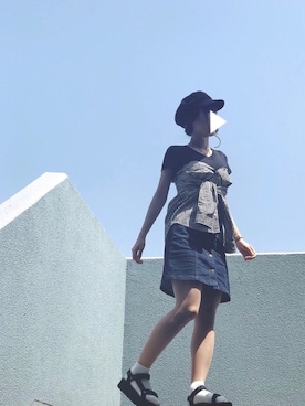 「one after another NICE CLAUP（ワンアフターアナザーナイスクラップ）のアイテム（キャップ）」を使った、iconさん（レディース・159cm）の春コーディネート