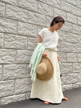 「BEARDSLEY（ビアズリー）のアイテム（帽子）」を使った、katoさん（レディース・154cm）の夏コーディネート