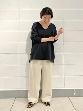 「BEARDSLEY（ビアズリー）のデコルテトレーナー（Tシャツ/カットソー、グレー系）」を使った、katoさん（レディース・154cm）の夏コーディネート