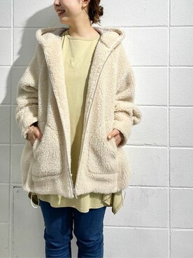 「BEARDSLEY（ビアズリー）のトスカーナトイプーブルゾン（ブルゾン、ホワイト系）」を使った、katoさん（レディース・154cm）の秋コーディネート