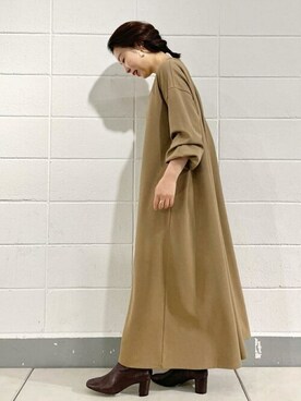「レザーブーツ」｜「アイテム（ワンピース/ドレス）」を使った、katoさん（レディース・154cm）の秋コーディネート