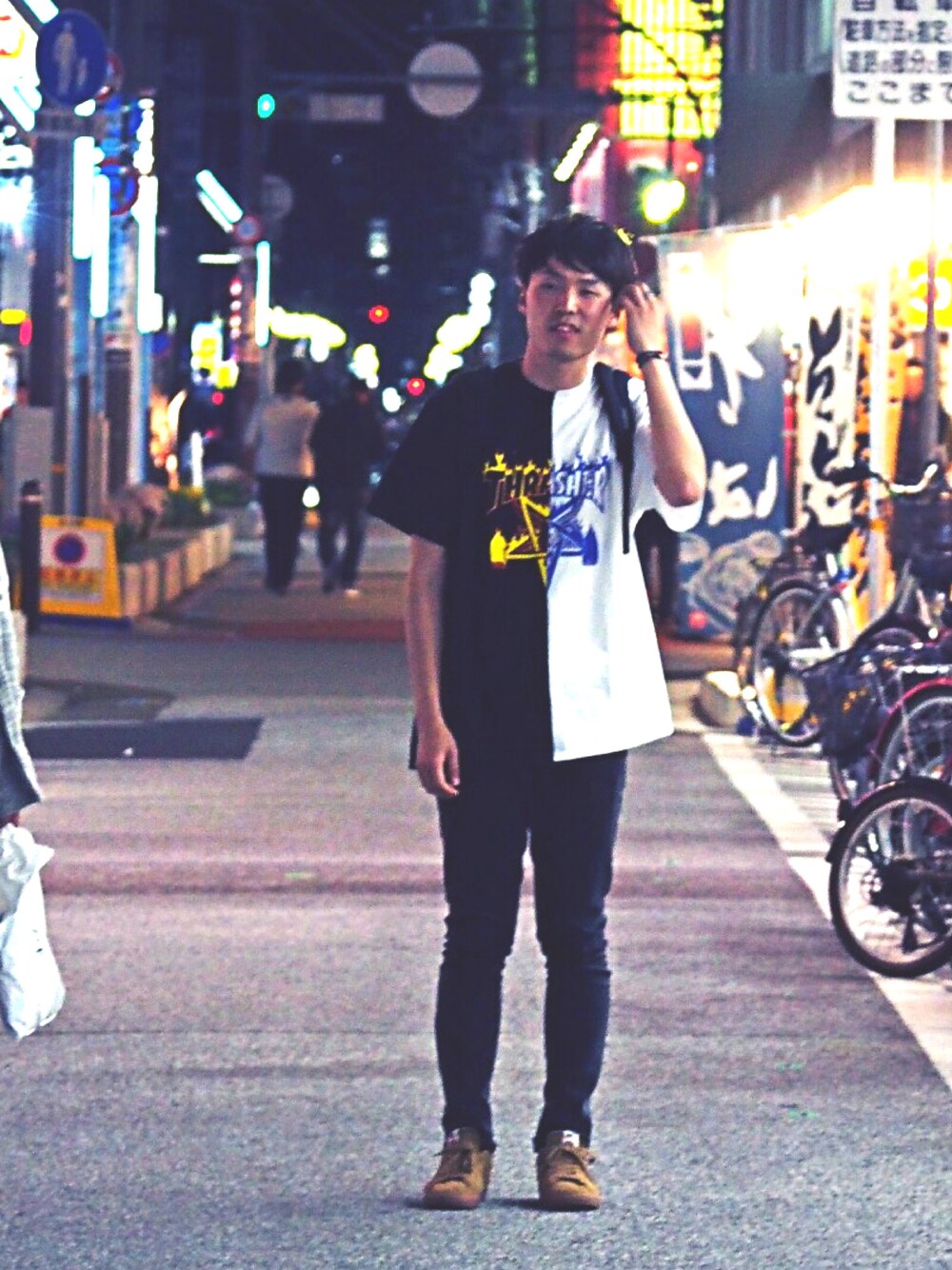 「LABRATのLABRAT × THRASHER / Flame Goat Short Sleeve Tee（Tシャツ/カットソー、ホワイト系）」を使った、KCさん（メンズ・180cm）の春コーディネートの1枚目の写真