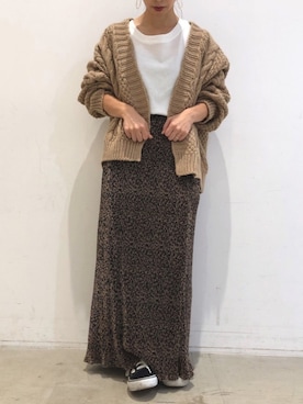 「ざっくりニットカーディガン」｜ありさんさん（レディース・145cm）の秋コーディネート