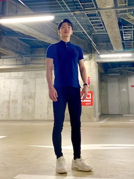 「POLO RALPH LAUREN（ポロ ラルフ ローレン）の【POLO RALPHLAUREN】ロゴ刺繍ポロシャツ 鹿の子ポロシャツ（ポロシャツ、ブルー系）」を使った、D.U.さん（メンズ・174cm）の夏コーディネート