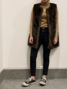 「FOREVER 21（フォーエバー トゥエンティーワン）のアイテム（ベスト）」を使った、yuuukiiiさん（レディース・153cm）の秋コーディネート