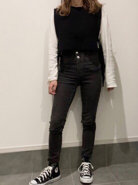 「H&M（エイチ・アンド・エム）のアイテム（その他パンツ）」を使った、yuuukiiiさん（レディース・153cm）の秋コーディネート
