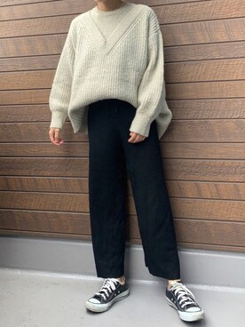 「OZOC（オゾック）のアイテム（ニット/セーター）」を使った、yuuukiiiさん（レディース・153cm）の秋コーディネート