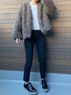 「Auntie Rosa Holiday（アンティローザホリデー）のコインチェーンネックレス（ネックレス）」を使った、yuuukiiiさん（レディース・153cm）の冬コーディネート