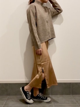 「Auntie Rosa Holiday（アンティローザホリデー）のコインチェーンネックレス（ネックレス）」を使った、yuuukiiiさん（レディース・153cm）の秋コーディネート