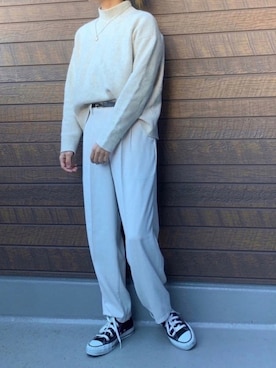 「Auntie Rosa Holiday（アンティローザホリデー）のコインチェーンネックレス（ネックレス）」を使った、yuuukiiiさん（レディース・153cm）の冬コーディネート