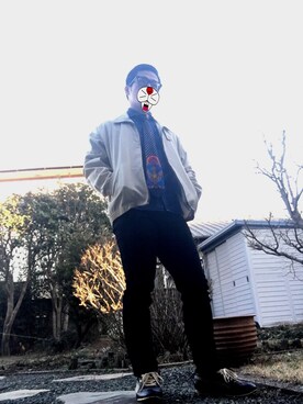 「80s」｜「アイテム（ナイロンジャケット）」を使った、あすぱらさん（メンズ・162cm）の春コーディネート
