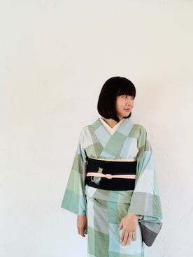 「kimono」｜「アイテム（着物）」を使った、kimonoyakinuriさん（レディース・156cm）の冬コーディネート