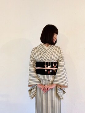 「kimono」｜「アイテム（着物）」を使った、kimonoyakinuriさん（レディース・156cm）の春コーディネート