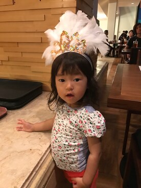 「D&G（ディーアンドジー）のアイテム（T Shirts、ブルー系）」を使った、ももちゃんさん（キッズ）の冬コーディネート