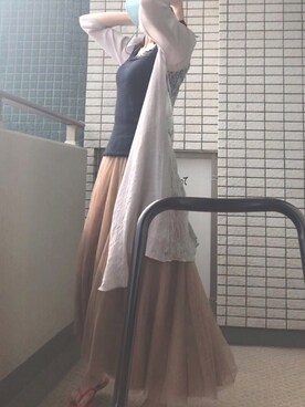 「ロンクスカート」｜「アイテム（キャミソール）」を使った、あきあきさん（レディース・157cm）の夏コーディネート
