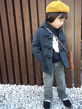 「COMME CA ISM（コムサイズム）のアイテム（ダッフルコート）」を使った、ザネリさん（キッズ・100cm）の冬コーディネート
