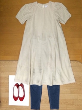 「赤い靴」｜ばたこさん（レディース・158cm）の夏コーディネート